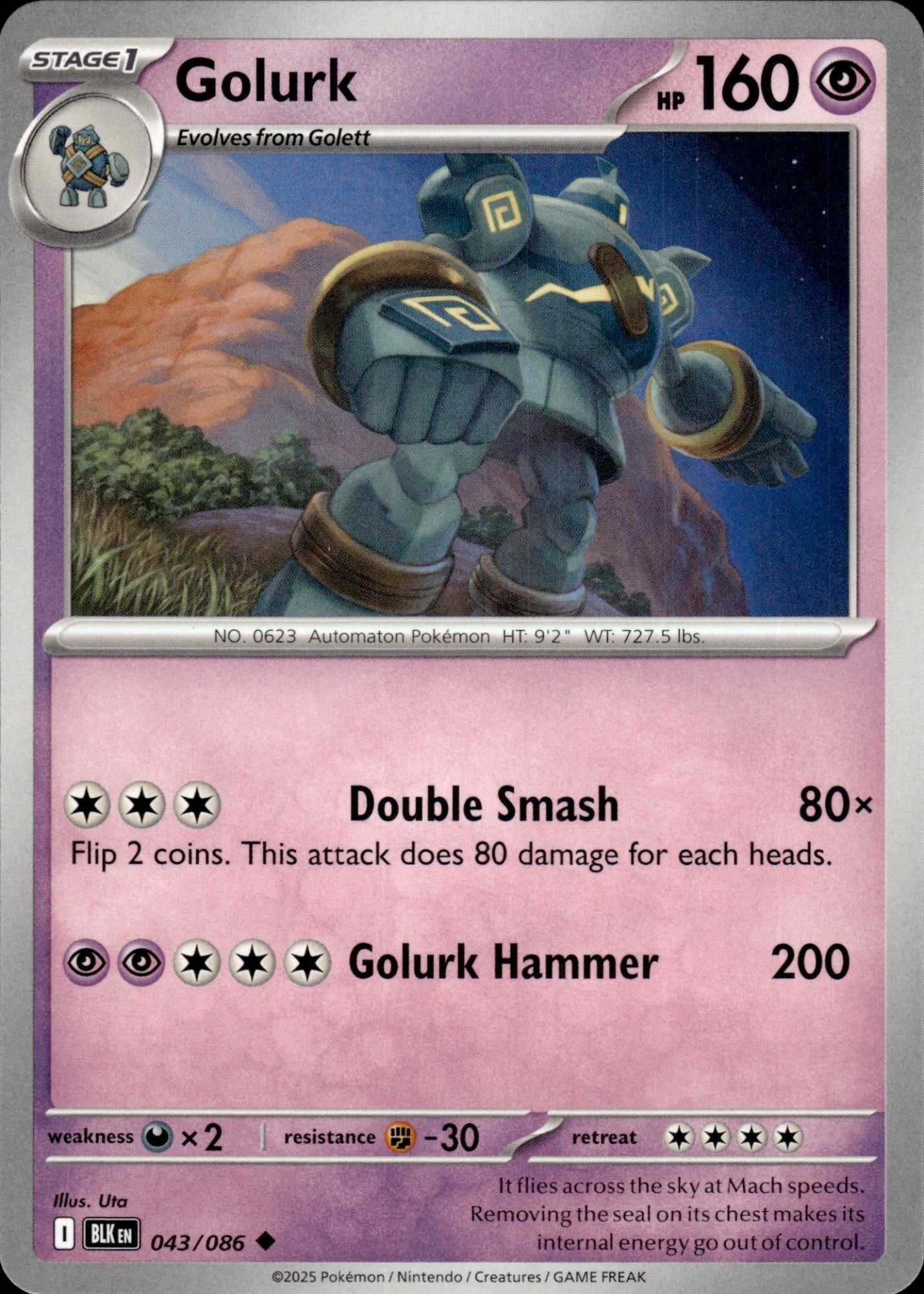 Golurk 043/086 Uncommon SV: Black Bolt Pokemon