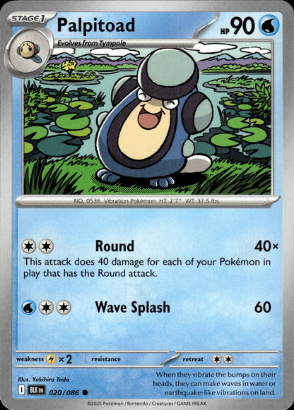 Palpitoad 020/086 Common SV: Black Bolt Pokemon