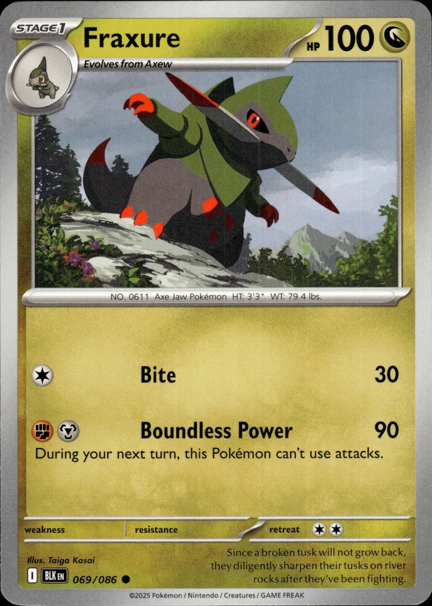 Fraxure 069/086 Common SV: Black Bolt Pokemon