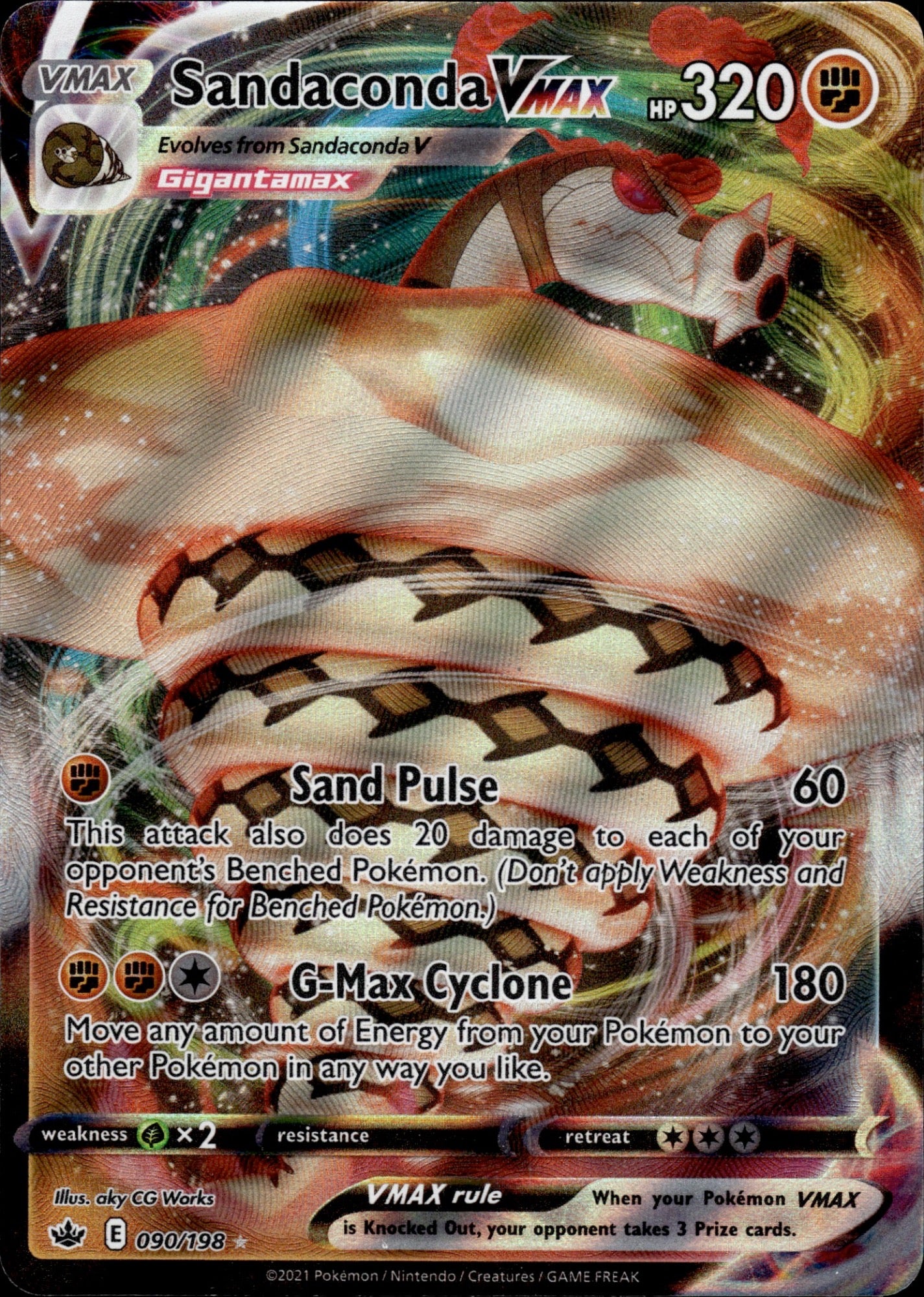 Sandaconda VMAX 090/198 Holo VMAX Rare Chilling Reign Pokemon