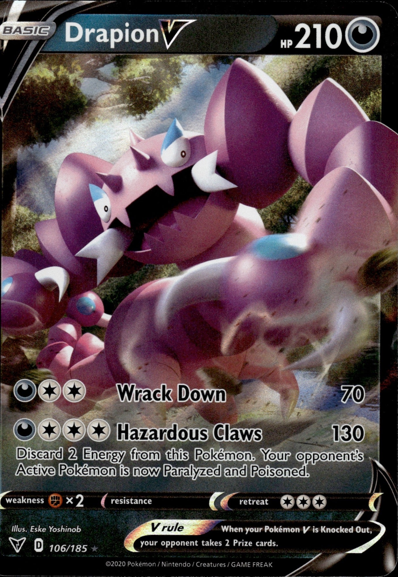 Drapion V 106/185 Holo V Rare Vivid Voltage Pokemon