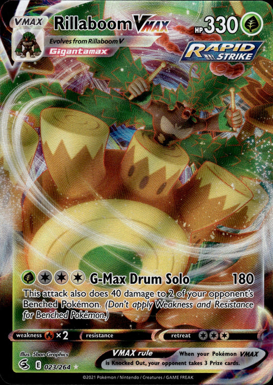 Rillaboom VMAX 023/264 Holo VMAX Rare Fusion Strike Pokemon