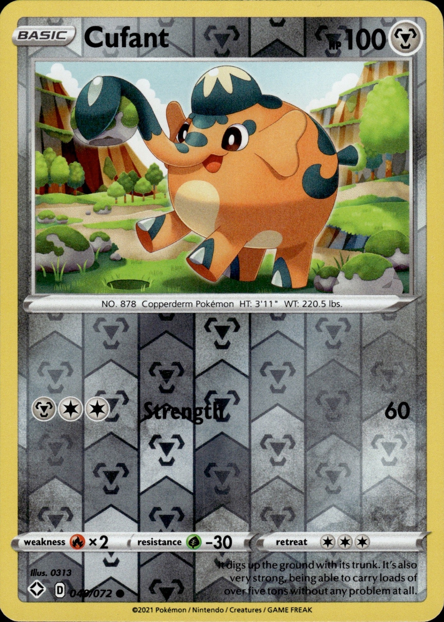Cufant 049/072 Common Shining Fates Pokemon Reverse Holo