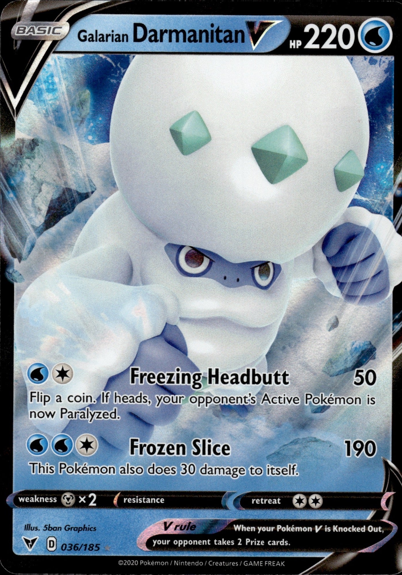 Galarian Darmanitan V 036/185 Holo V Rare Vivid Voltage Pokemon