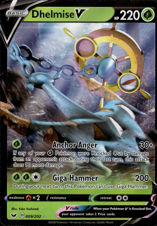 Dhelmise V 009/202 Holo V Rare Sword & Shield Pokemon Holo