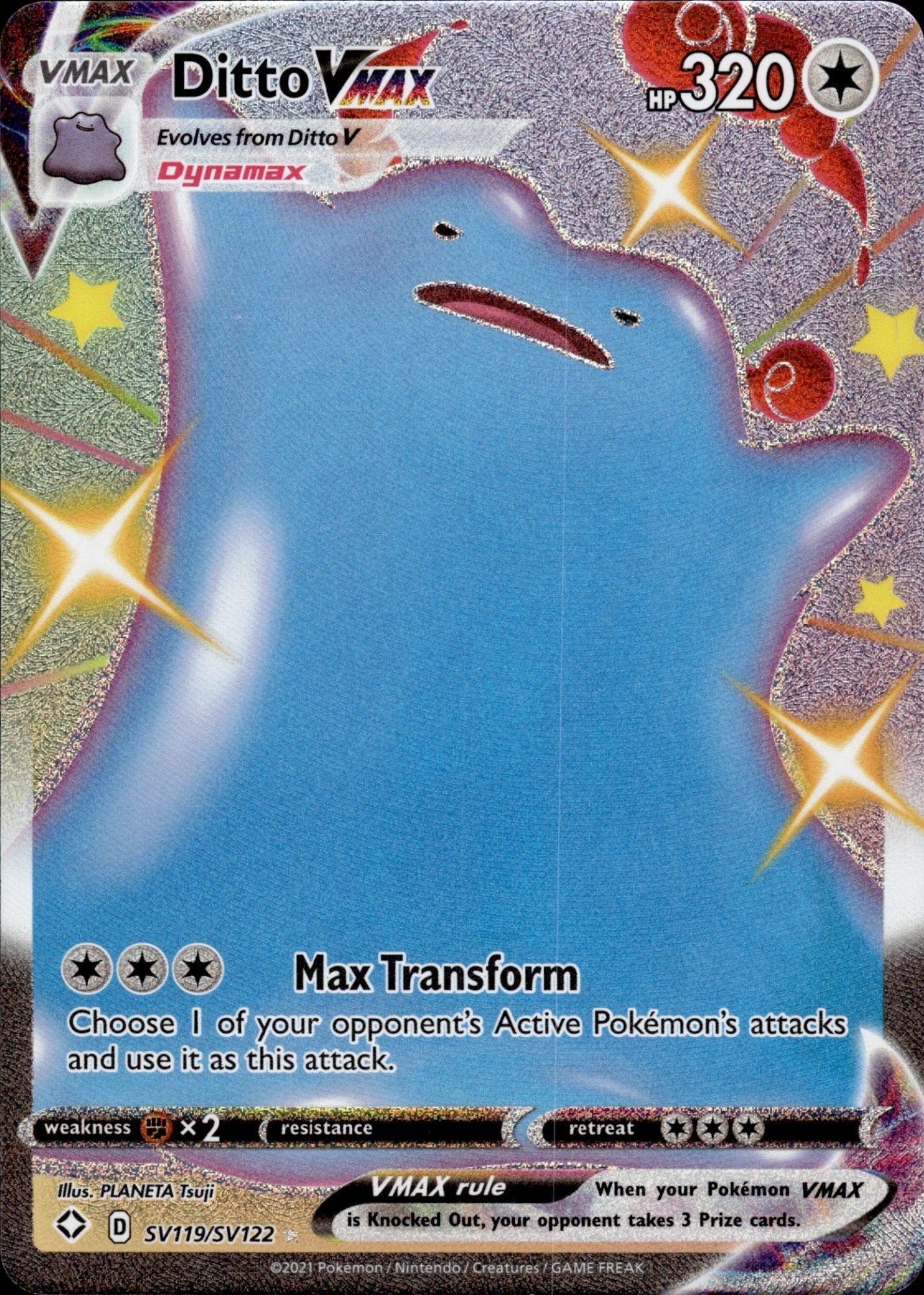 Ditto VMAX SV119/SV122 Holo VMAX Rare Shining Fates Shiny Vault Pokemon Holo