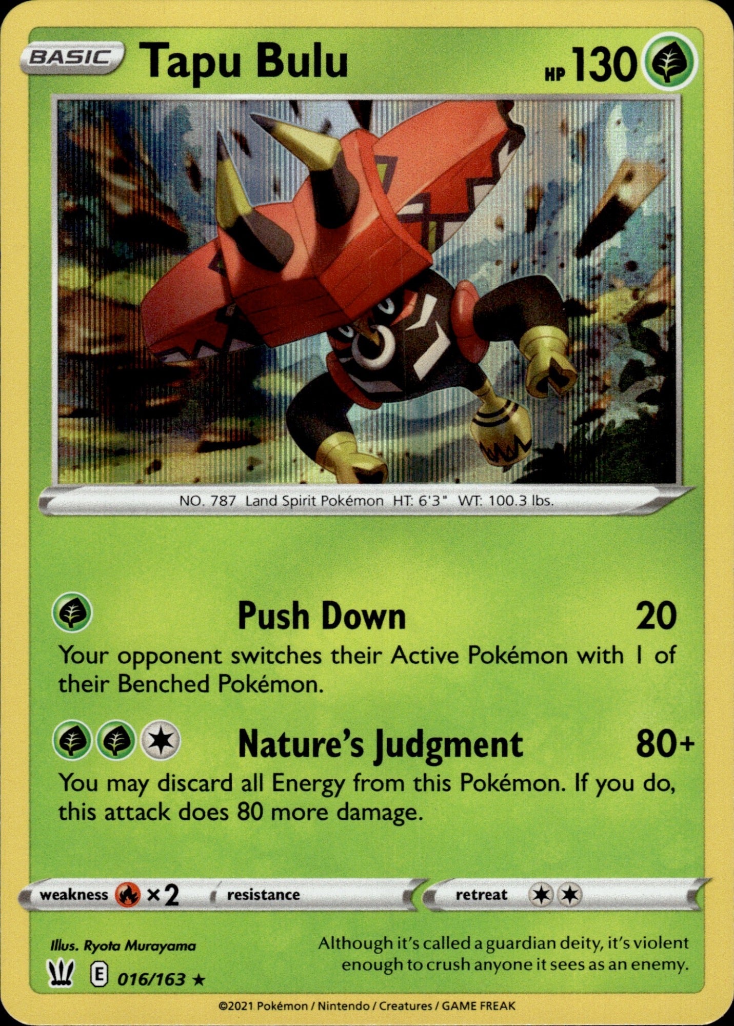 Tapu Bulu 016/163 Holo Rare Battle Styles Pokemon Holo