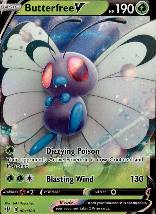 Butterfree V 001/189 Holo V Rare Darkness Ablaze Pokemon Holo