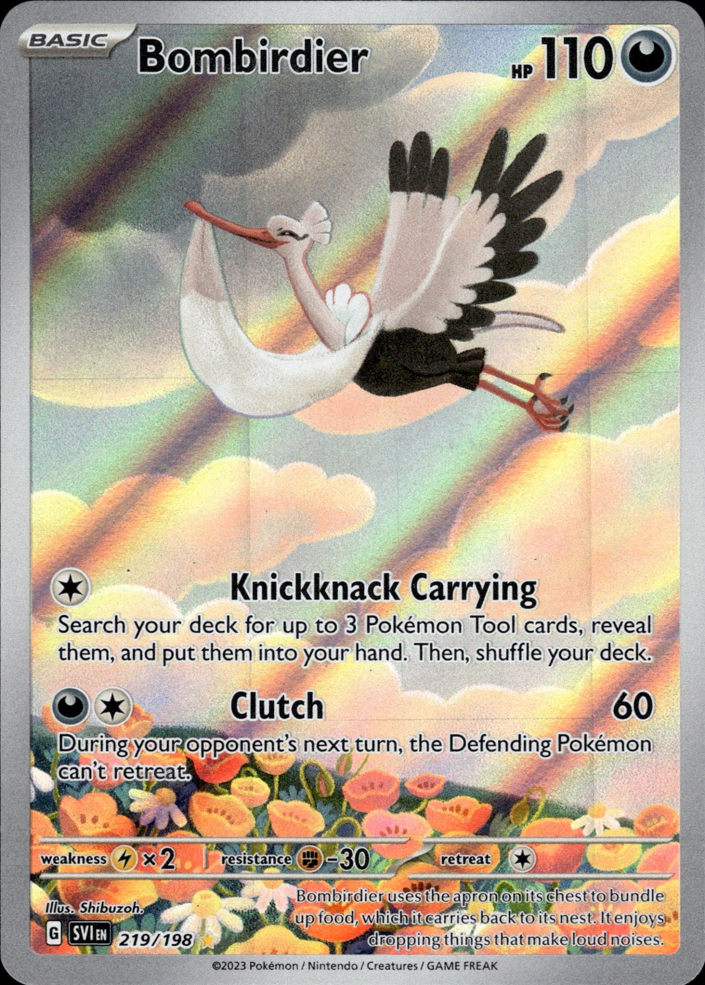 Bombirdier 219/198 Illustration Rare Scarlet & Violet Pokemon Holo