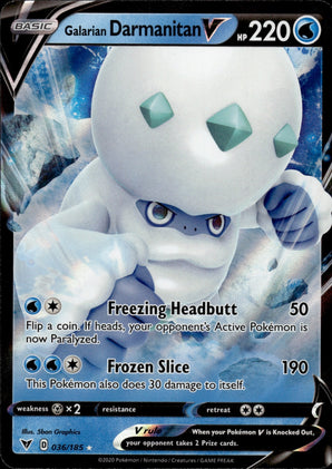 Galarian Darmanitan V 036/185 Holo V Rare Vivid Voltage Pokemon Holo