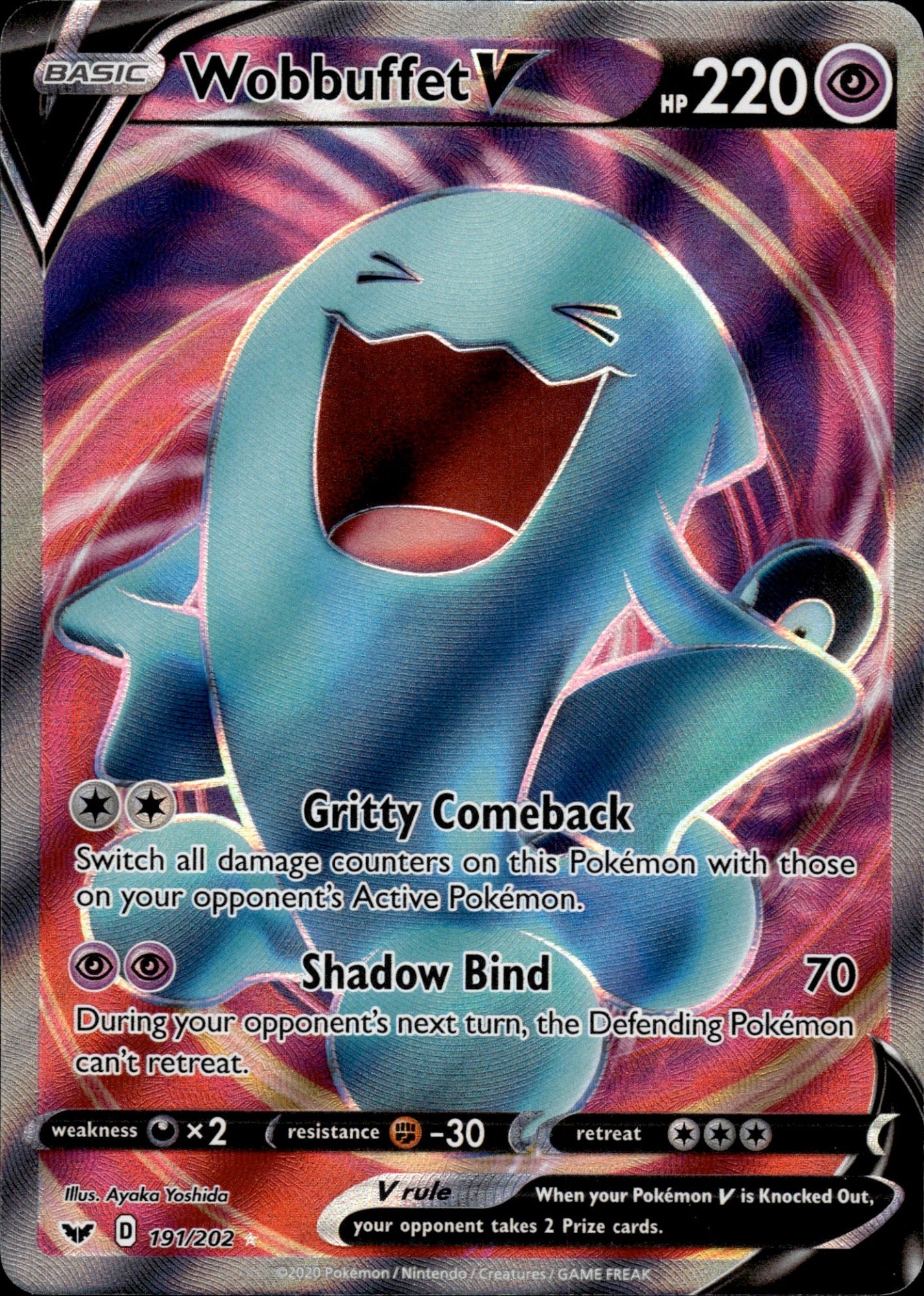 Wobbuffet V 191/202 Ultra Rare Sword & Shield Pokemon