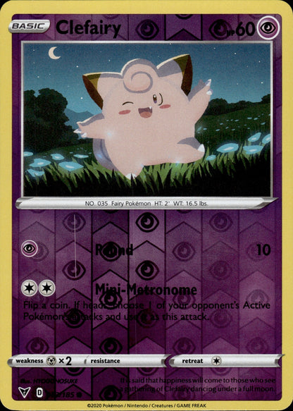 Clefairy 063/185 Common Vivid Voltage Pokemon Reverse Holo