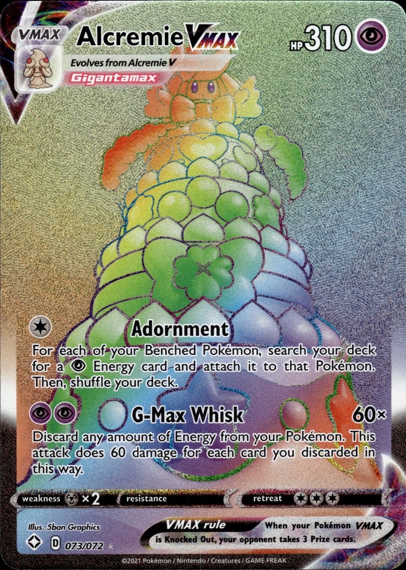 Alcremie VMAX 073/072 Rainbow Rare Shining Fates Pokemon