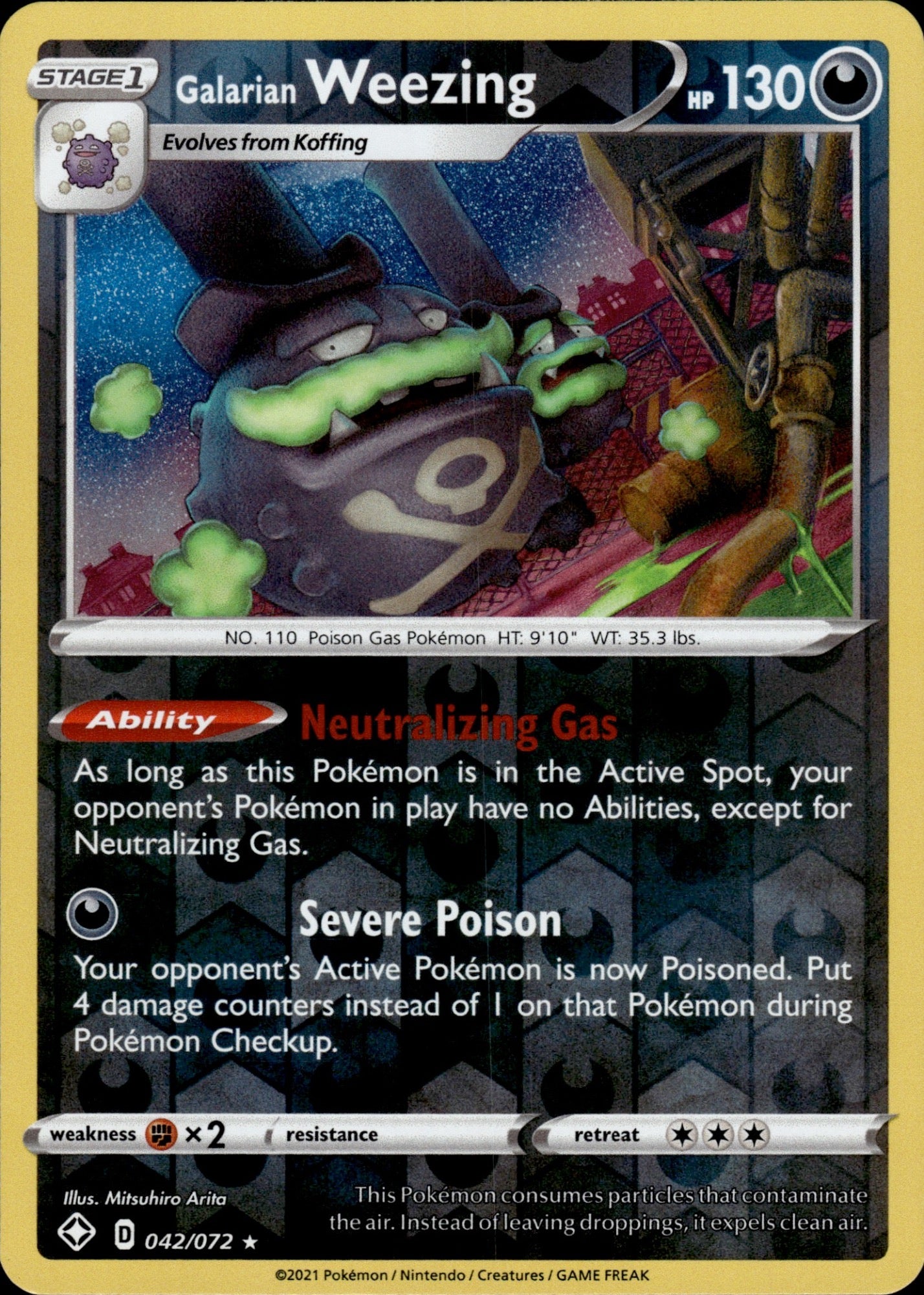 Galarian Weezing 042/072 Holo Rare Shining Fates Pokemon Reverse Holo