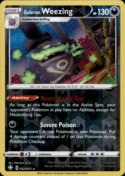 Galarian Weezing 042/072 Holo Rare Shining Fates Pokemon Reverse Holo