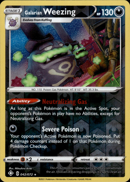 Galarian Weezing 042/072 Holo Rare Shining Fates Pokemon Reverse Holo