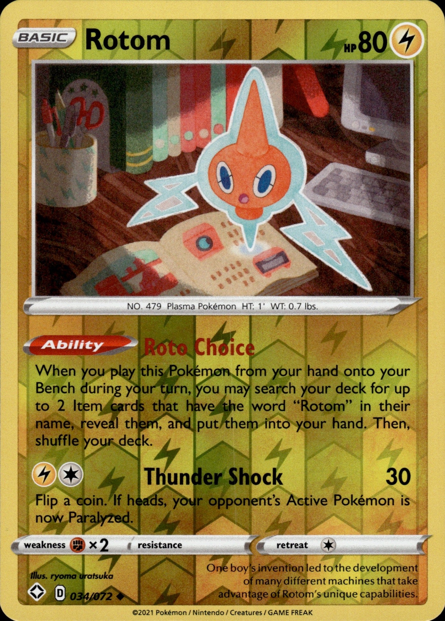 Rotom 034/072 Uncommon Shining Fates Pokemon Reverse Holo