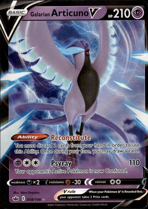 Galarian Articuno V 058/198 Holo V Rare Chilling Reign Pokemon