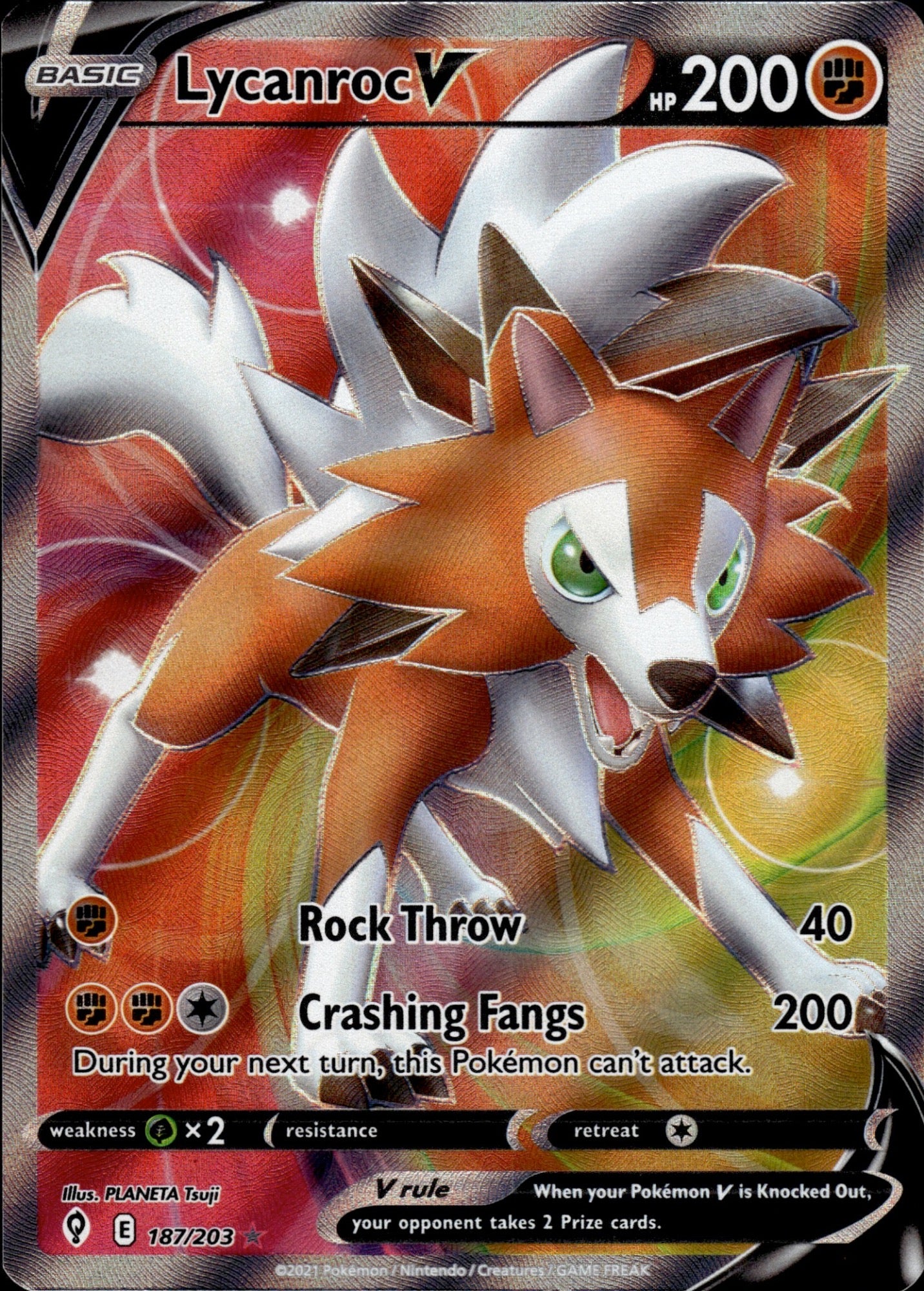 Lycanroc V 187/203 Ultra Rare Evolving Skies Pokemon