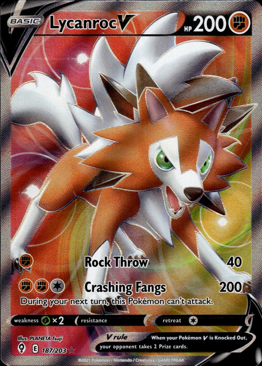 Lycanroc V 187/203 Ultra Rare Evolving Skies Pokemon
