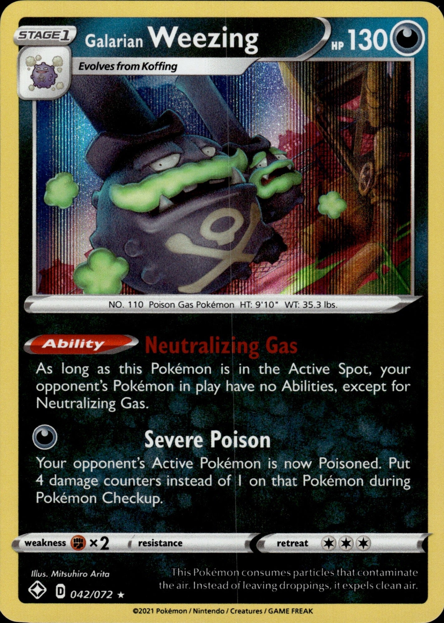 Galarian Weezing 042/072 Holo Rare Shining Fates Pokemon Holo