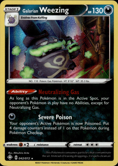 Galarian Weezing 042/072 Holo Rare Shining Fates Pokemon Holo