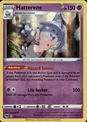 Hatterene 020/073 Holo Rare Champion's Path Pokemon Holo