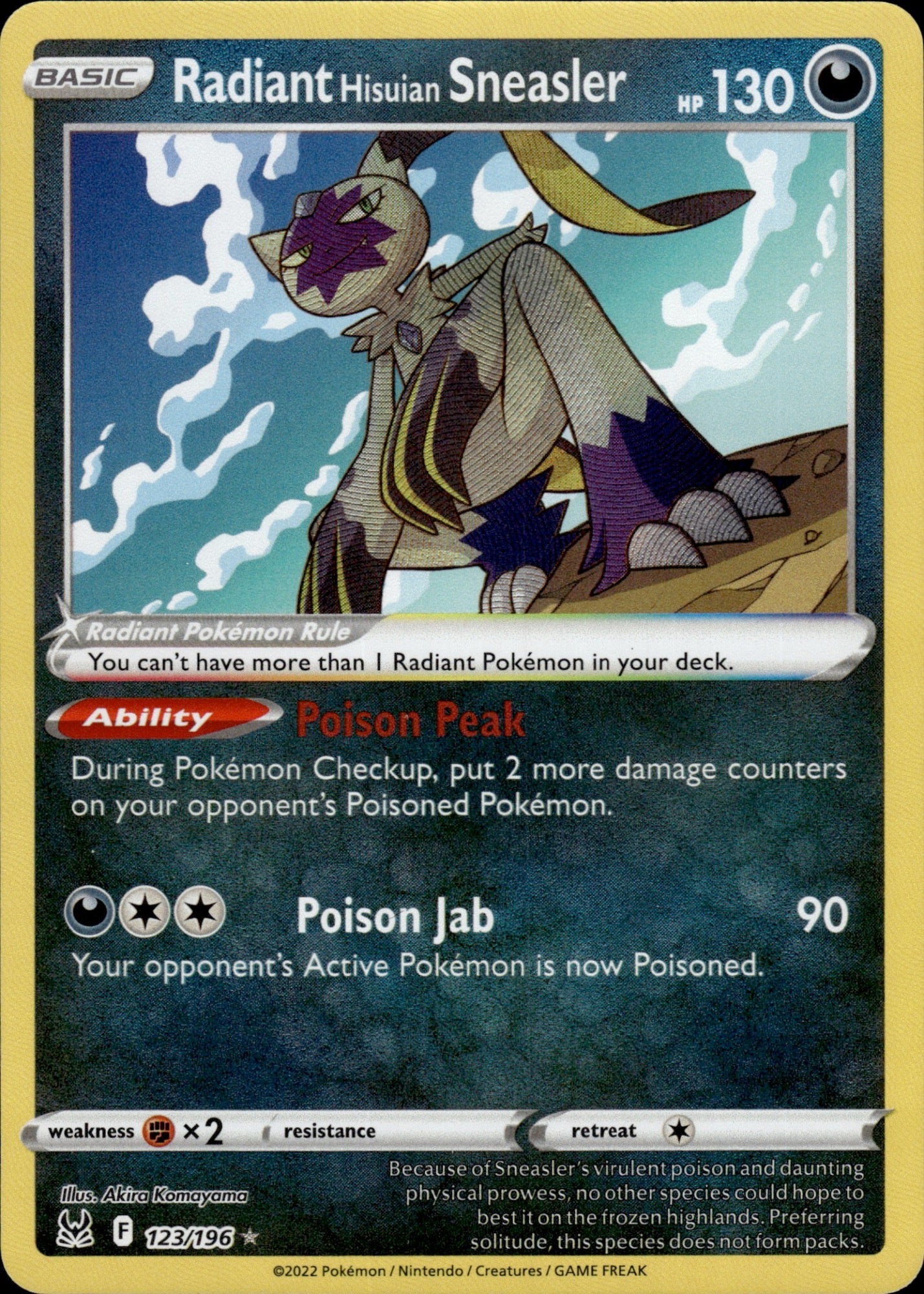 Radiant Hisuian Sneasler 123/196 Radiant Rare Lost Origin Pokemon Holo