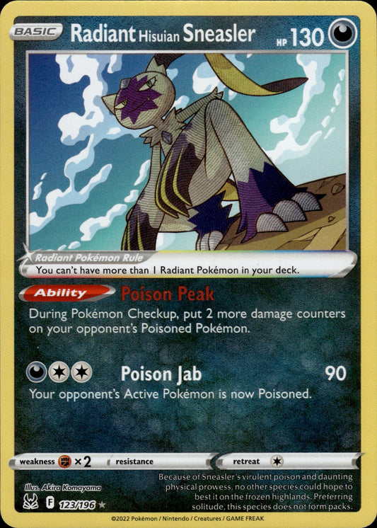 Radiant Hisuian Sneasler 123/196 Radiant Rare Lost Origin Pokemon Holo