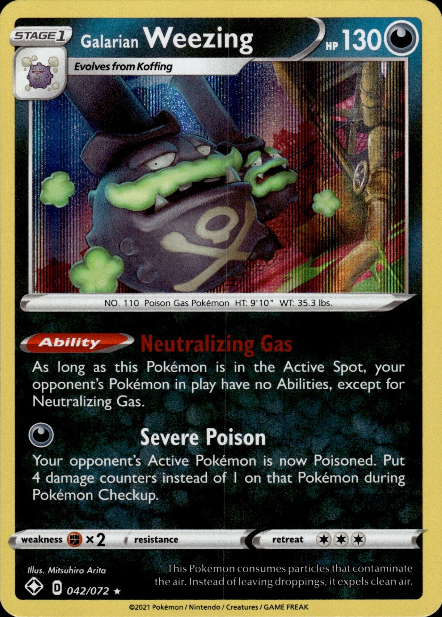 Galarian Weezing 042/072 Holo Rare Shining Fates Pokemon Holo