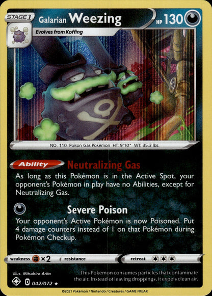 Galarian Weezing 042/072 Holo Rare Shining Fates Pokemon Holo