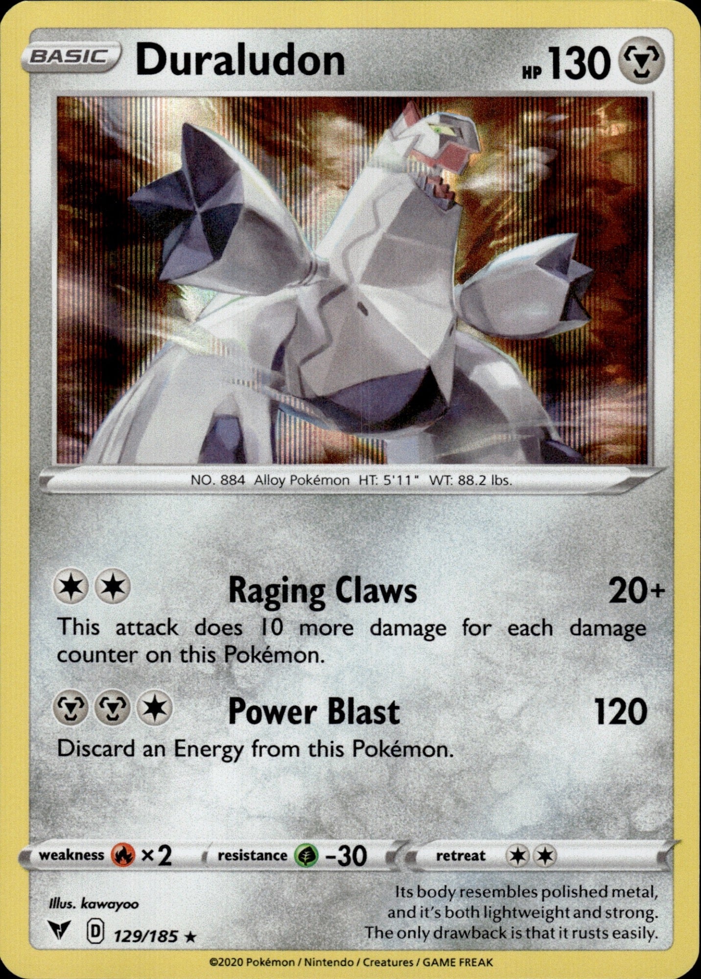 Duraludon 129/185 Holo Rare Vivid Voltage Pokemon Holo