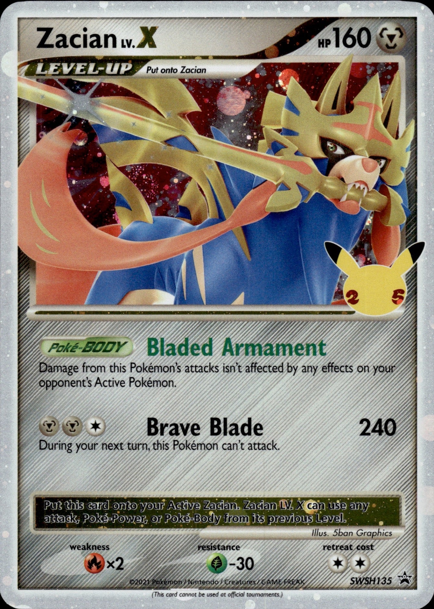 Zacian LV. X SWSH135 Holo Promo Sword & Shield Promo Pokemon