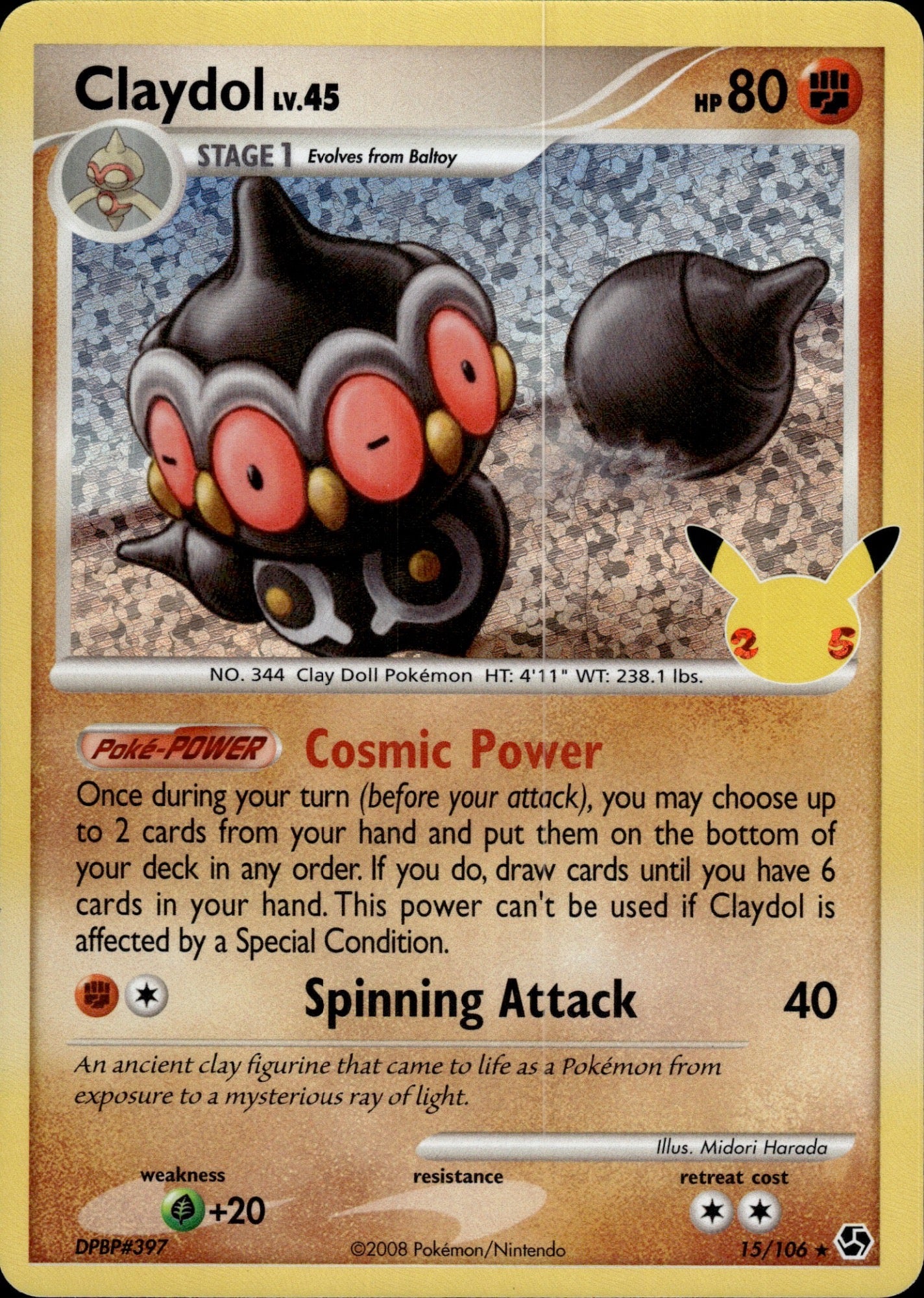Claydol 15/106 holo Celebrations: Classic Collection Pokemon Holo