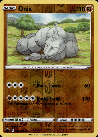 Onix 068/163 Common Battle Styles Pokemon Reverse Holo