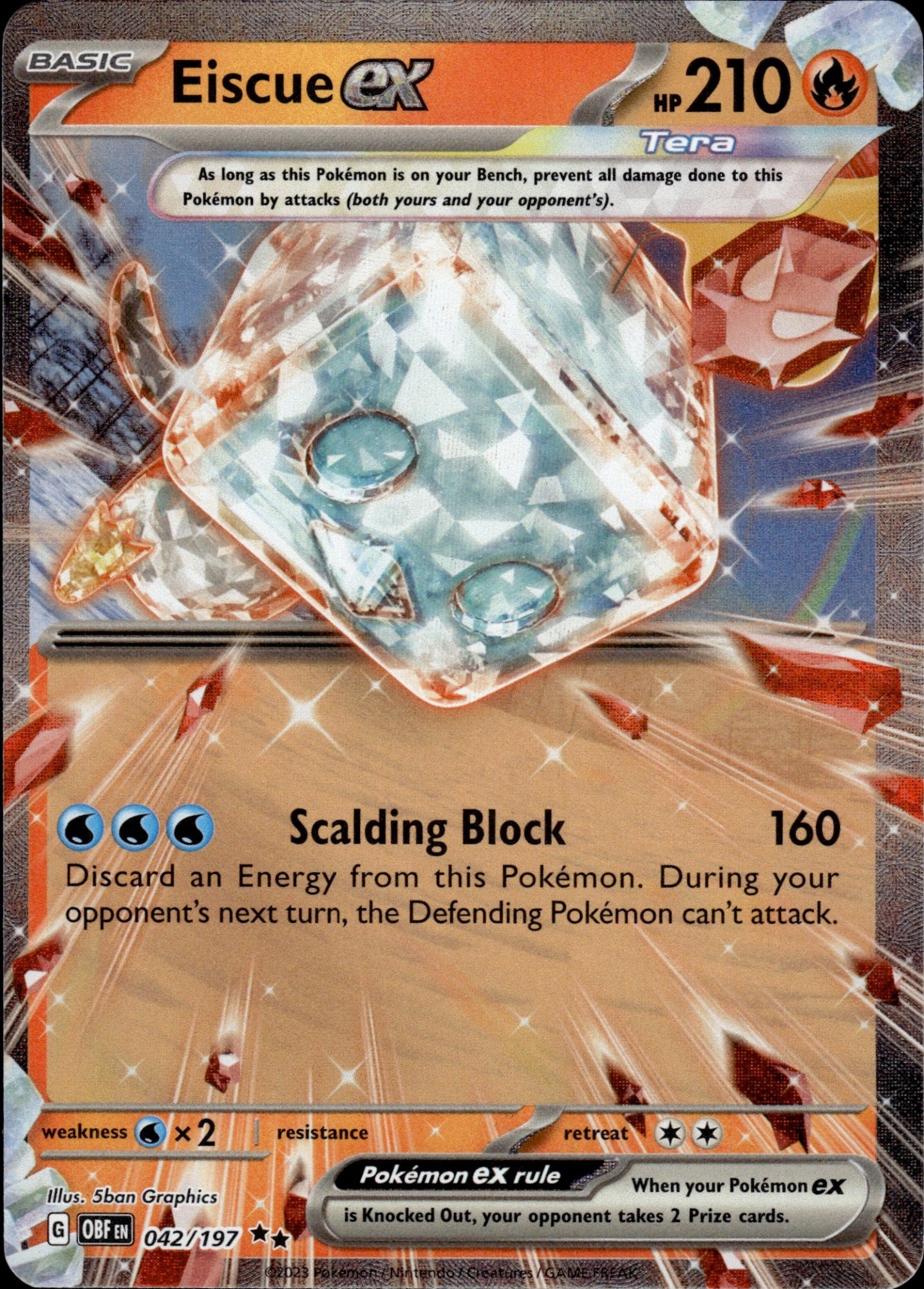 Eiscue ex 042/197 Double Rare Obsidian Flames Pokemon