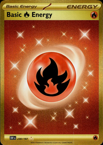 Basic Fire Energy 230/197 Hyper Rare Obsidian Flames Pokemon Holo