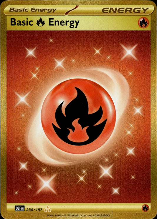 Basic Fire Energy 230/197 Hyper Rare Obsidian Flames Pokemon Holo