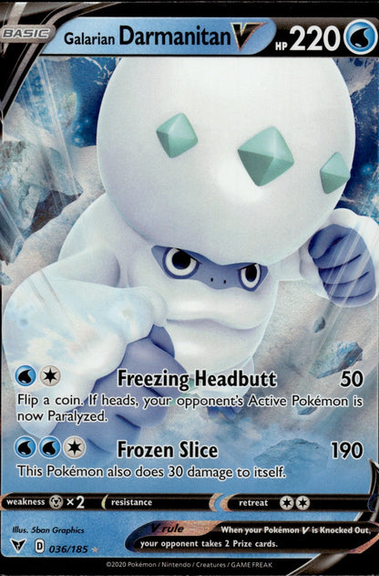 Galarian Darmanitan V 036/185 Holo V Rare Vivid Voltage Pokemon
