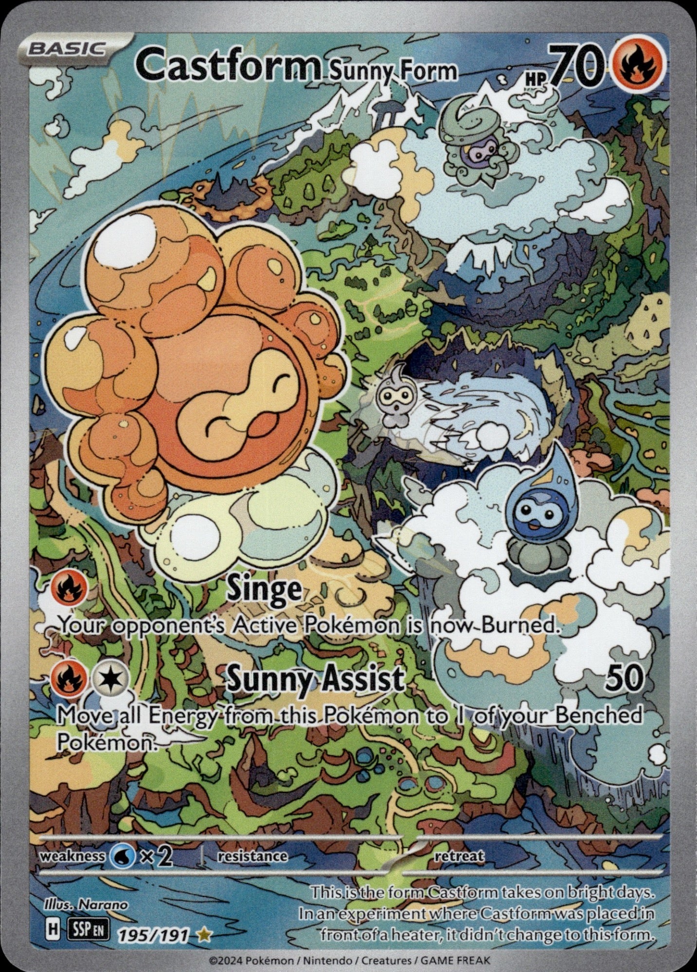Castform Sunny Form 195/191 Illustration Rare Surging Sparks Pokemon