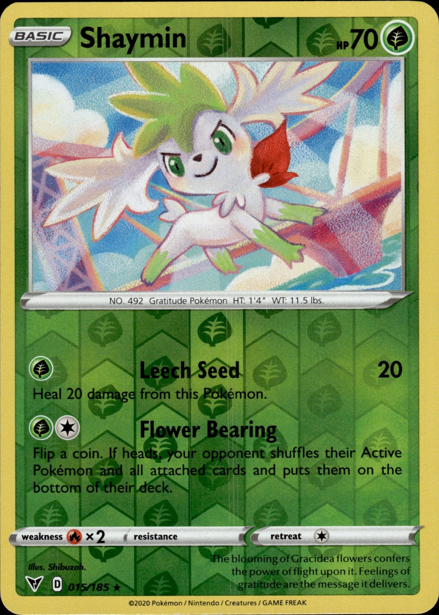 Shaymin 015/185 Holo Rare Vivid Voltage Pokemon Reverse Holo
