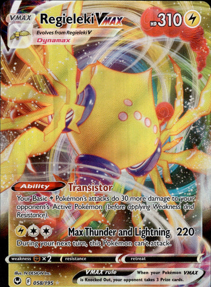 Regieleki VMAX 058/195 Holo VMAX Rare Silver Tempest Pokemon