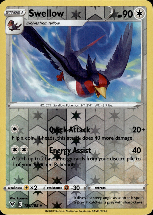 Swellow 134/185 Uncommon Vivid Voltage Pokemon Reverse Holo