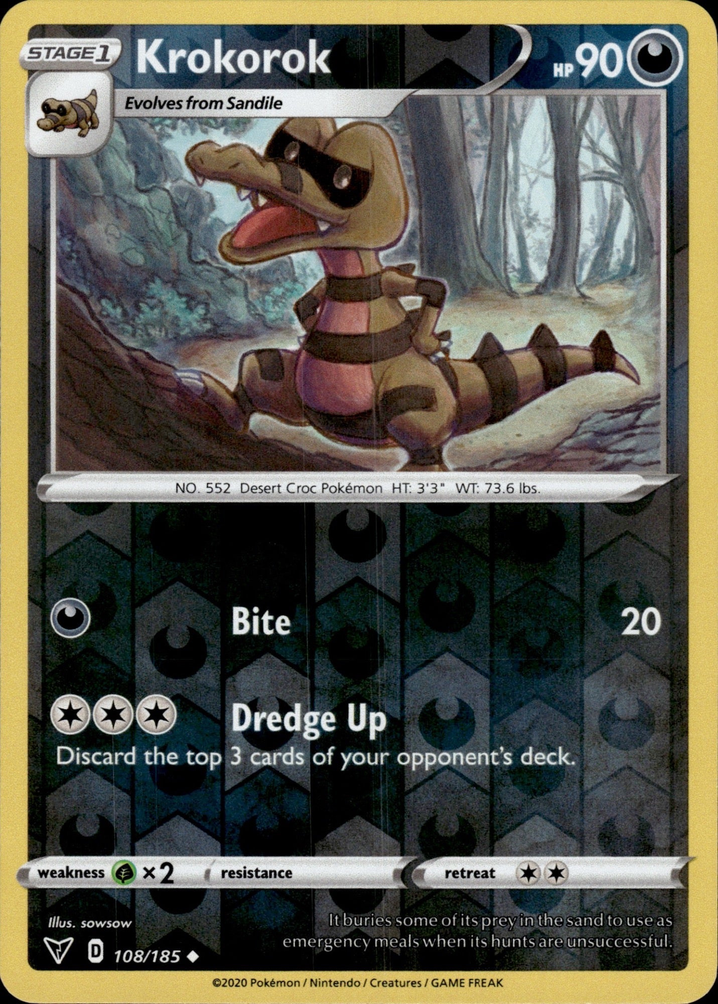 Krokorok 108/185 Uncommon Vivid Voltage Pokemon Reverse Holo