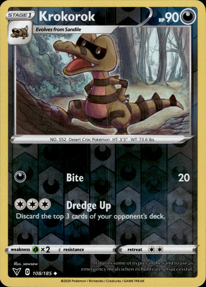 Krokorok 108/185 Uncommon Vivid Voltage Pokemon Reverse Holo