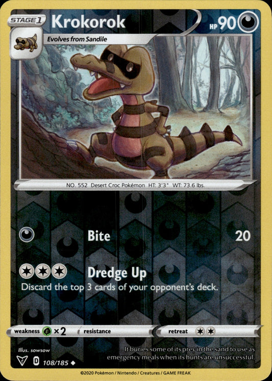 Krokorok 108/185 Uncommon Vivid Voltage Pokemon Reverse Holo