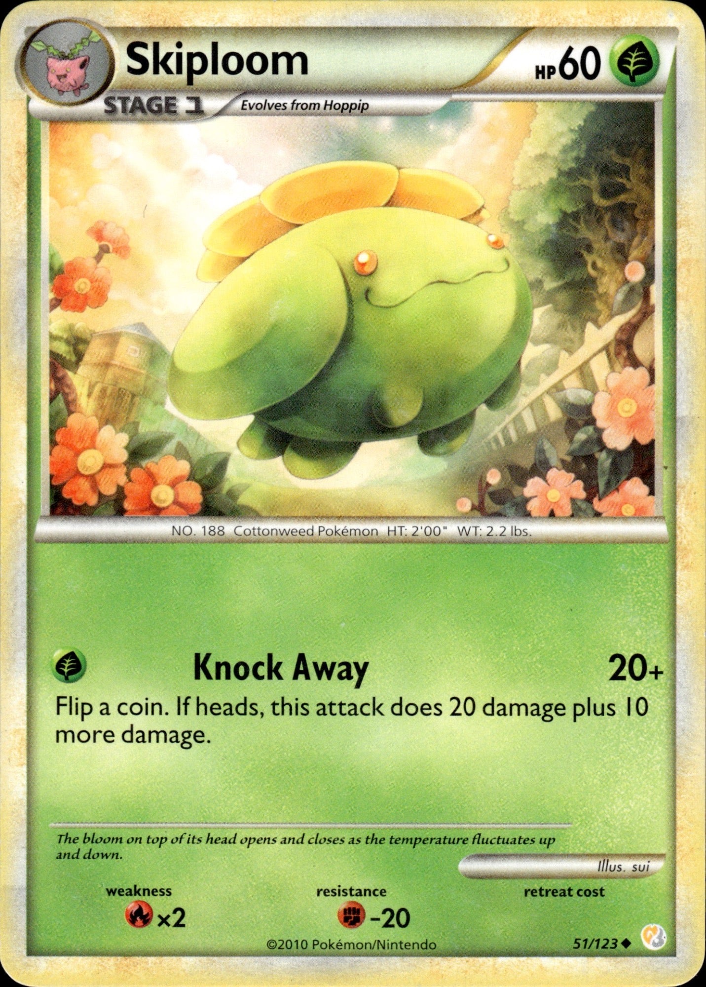 Skiploom 51/123 Uncommon HeartGold & SoulSilver Pokemon