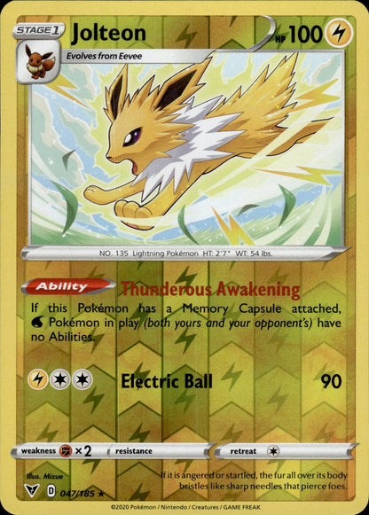 Jolteon 047/185 Rare Vivid Voltage Pokemon Reverse Holo