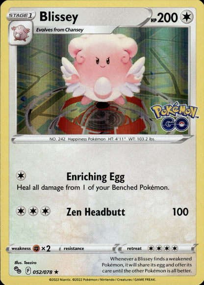 Blissey 052/078 Holo Rare Pokemon GO Pokemon