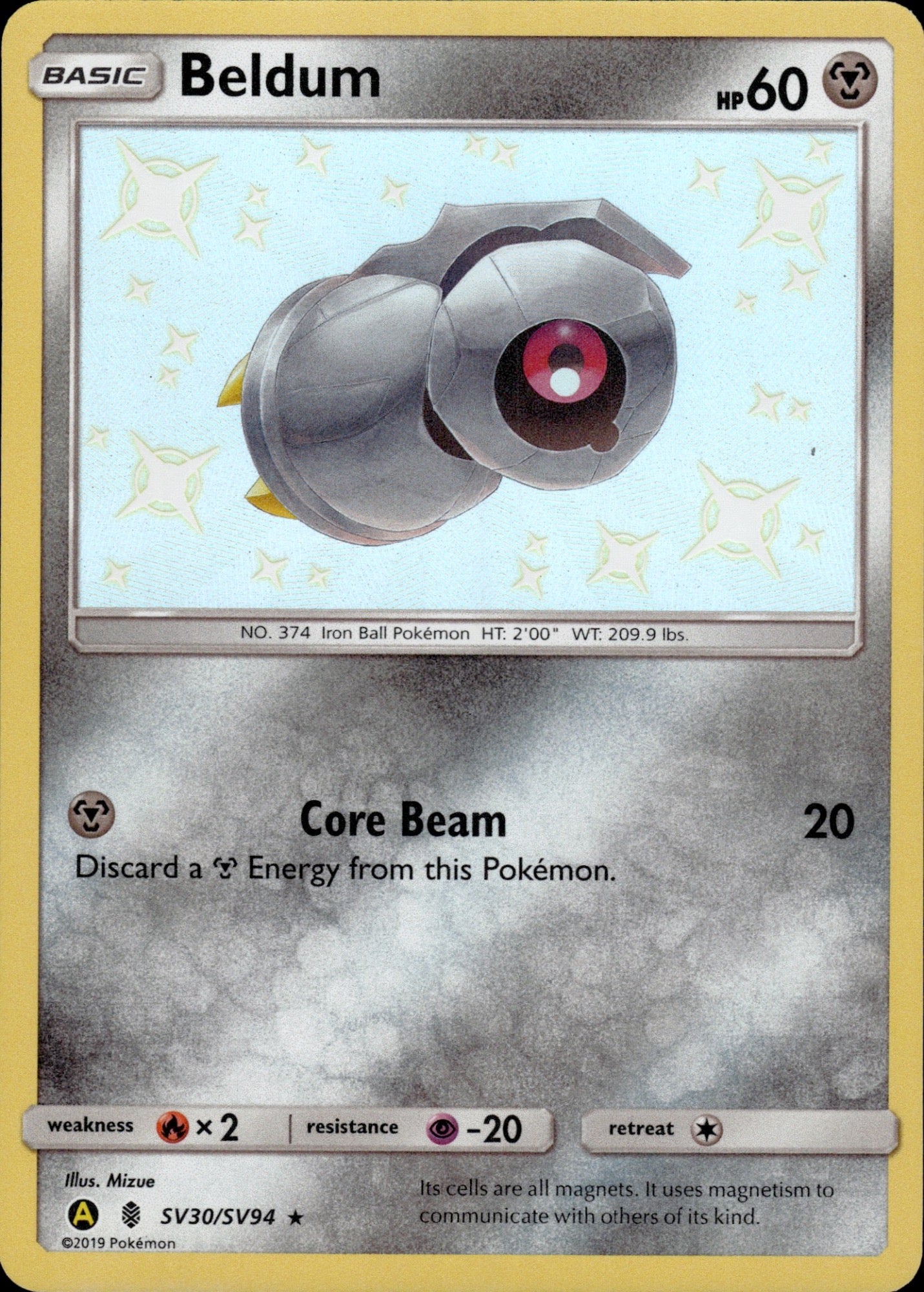 Beldum SV30/SV94 Shiny Rare Hidden Fates Shiny Vault Pokemon